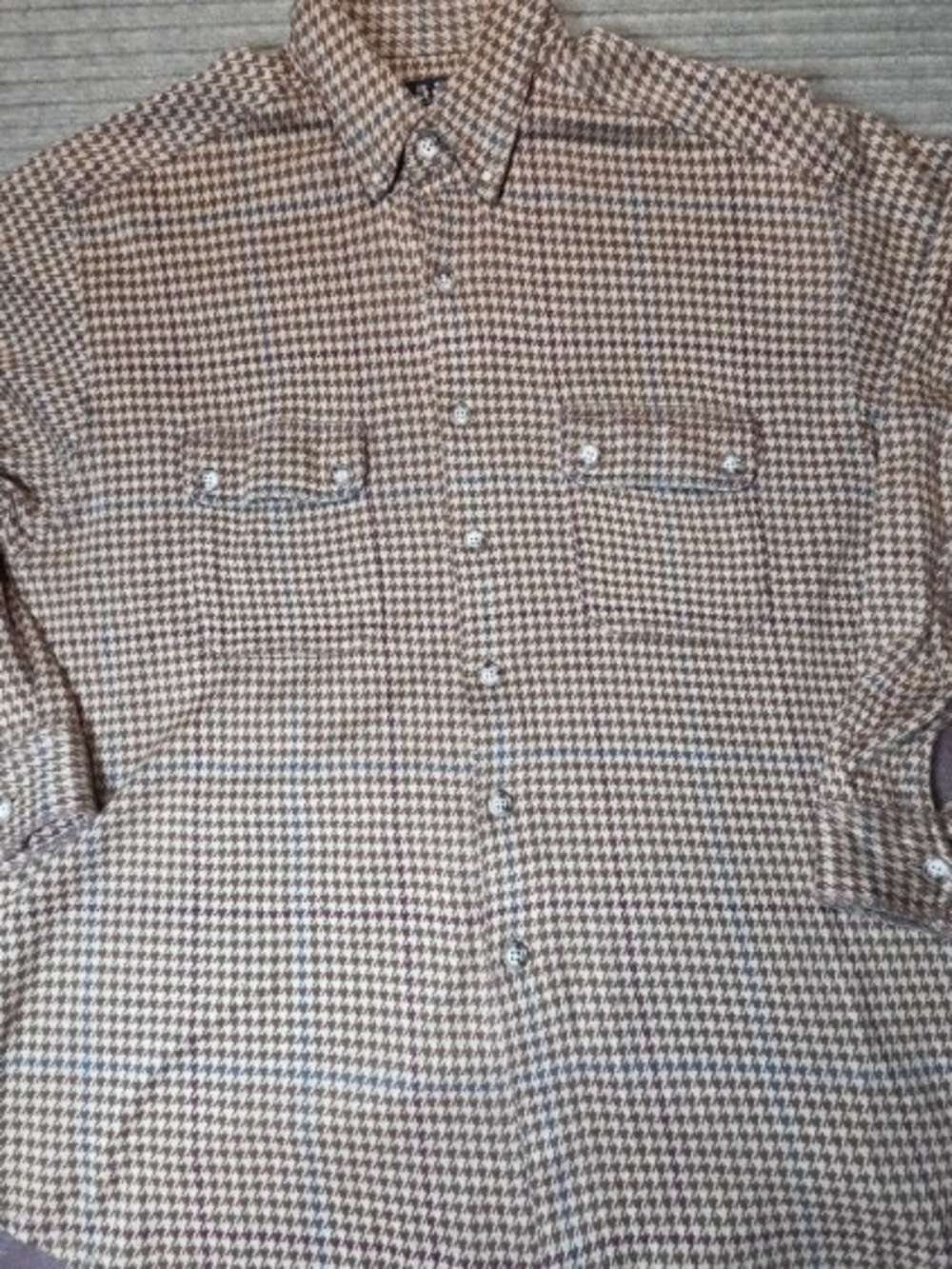 WILLIS & GEIGER Heavy Duty ELBOW PATCH Houndstooth Ranch Work Field Mens M Shirt